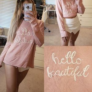 Kittenish long sleeve oversized pink sweater S L